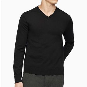 Calvin Klein | Merino Wool V Neck Black Sweater